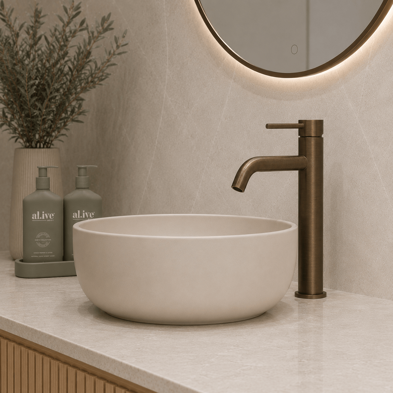 Bathroom Vaucluse Tall Basin Mixer - Antique Brass