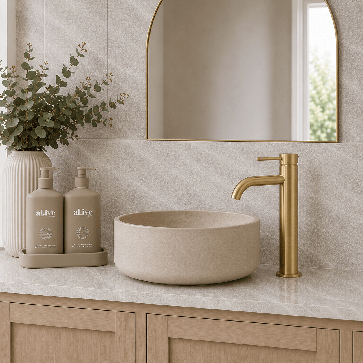 Bathroom Vaucluse Tall Basin Mixer - Satin Brass