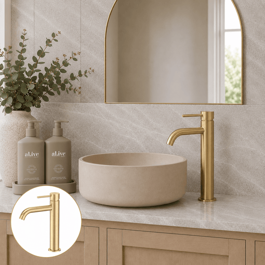 Bathroom Vaucluse Tall Basin Mixer - Satin Brass