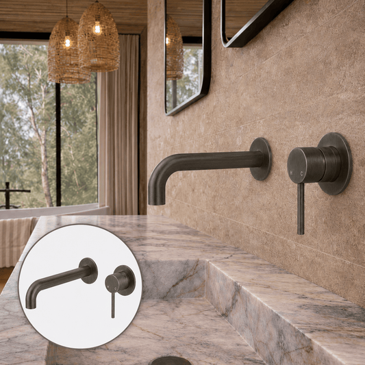 Bathroom Vaucluse Wall Mount Spout and Mixer - Antique Brass
