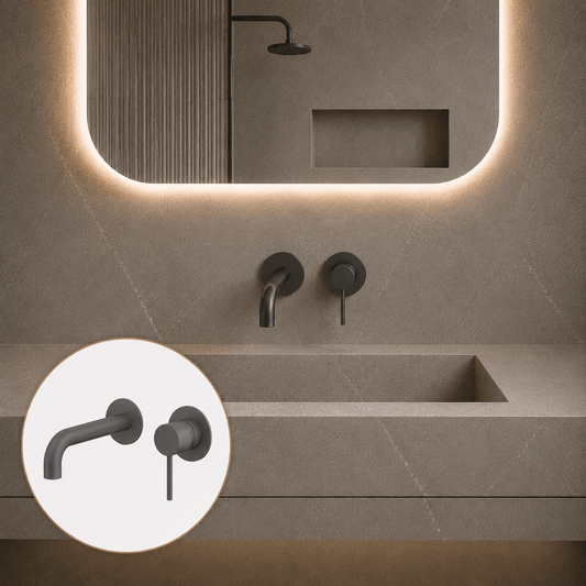 Bathroom Vaucluse Wall Mount Spout and Mixer - Gunmetal