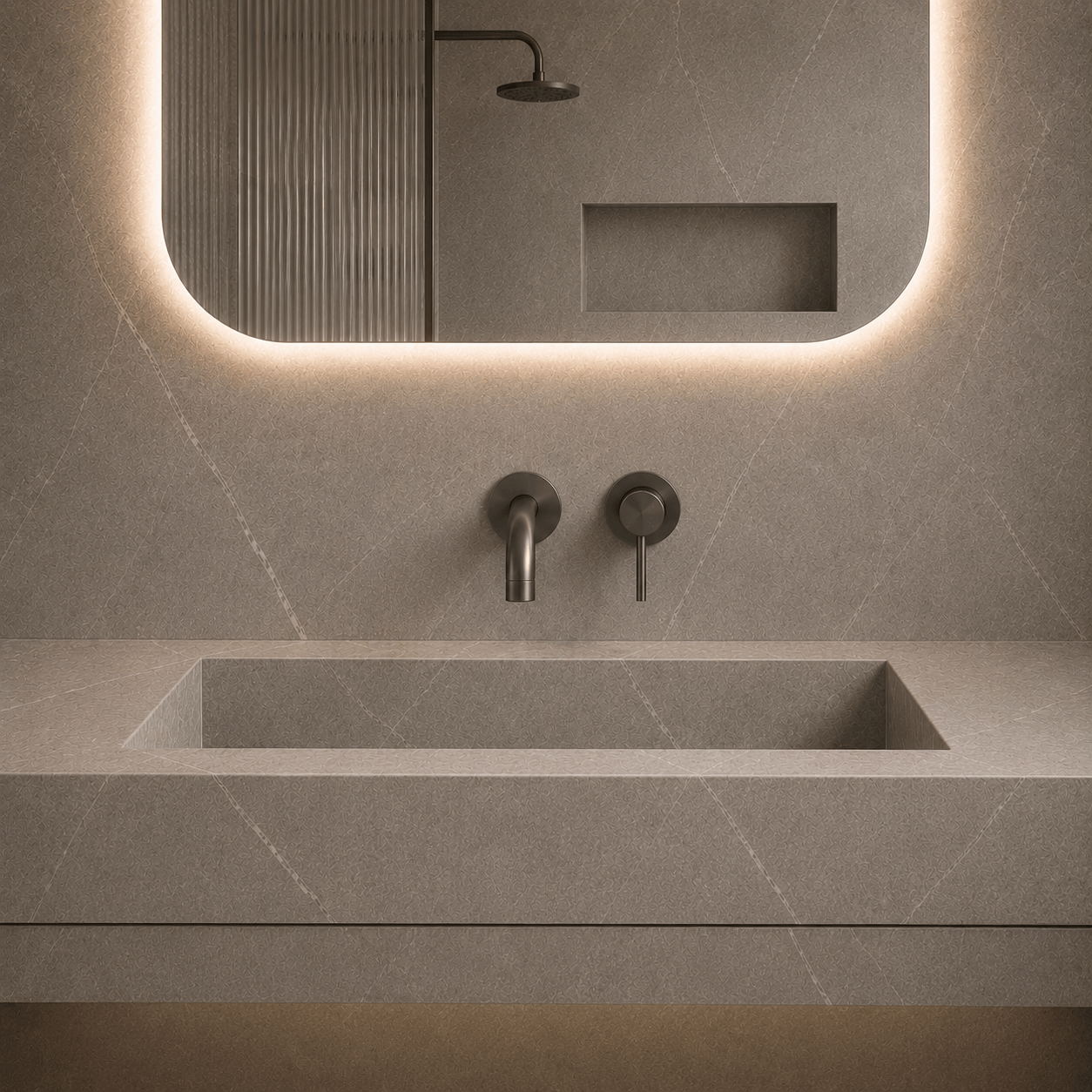 Bathroom Vaucluse Wall Mount Spout and Mixer - Gunmetal