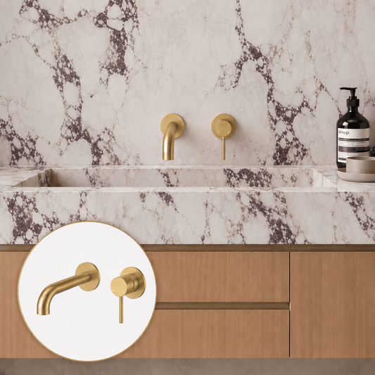 Bathroom Vaucluse Wall Mount Spout and Mixer - Satin Brass