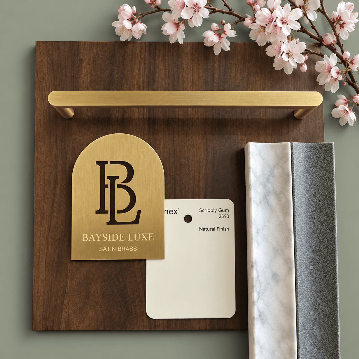 Bayside Luxe Burleigh Solid Satin Brass Cabinetry Handles