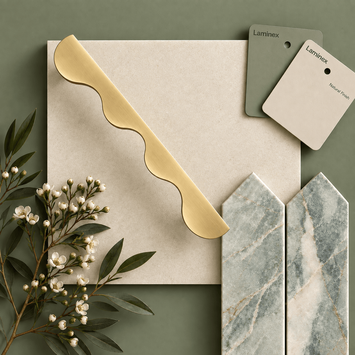 Bayside Luxe Curl Curl Solid Satin Brass Cabinetry Handles