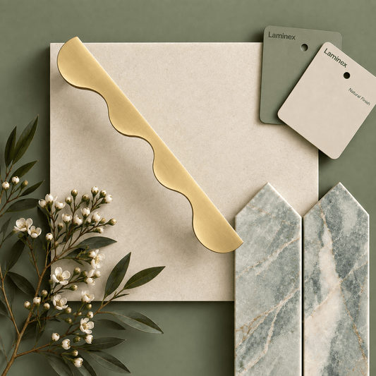 Bayside Luxe Curl Curl Solid Satin Brass Cabinetry Handles