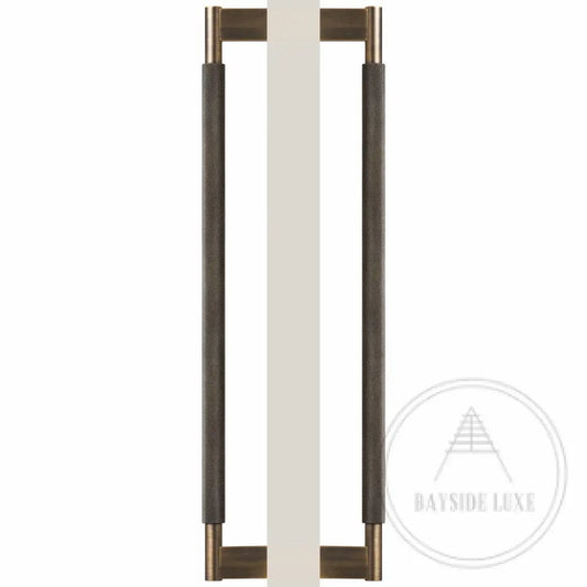 Bayside Luxe - Double Sided Solid Antique Brass Door Pull  - Bronte 450 x 55mm (HS418mm)