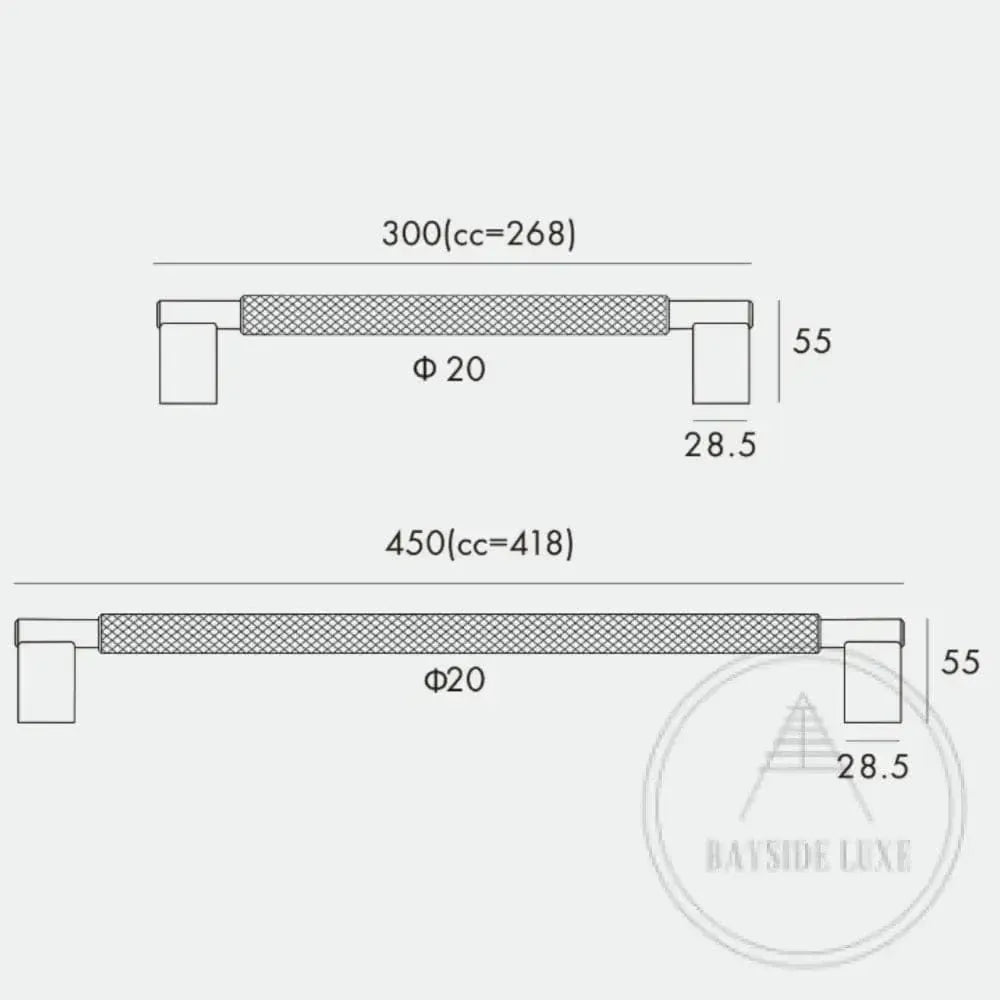 Bayside Luxe - Double Sided Solid Black Brass Door Pull  - Bronte 450 x 55mm (HS418mm)