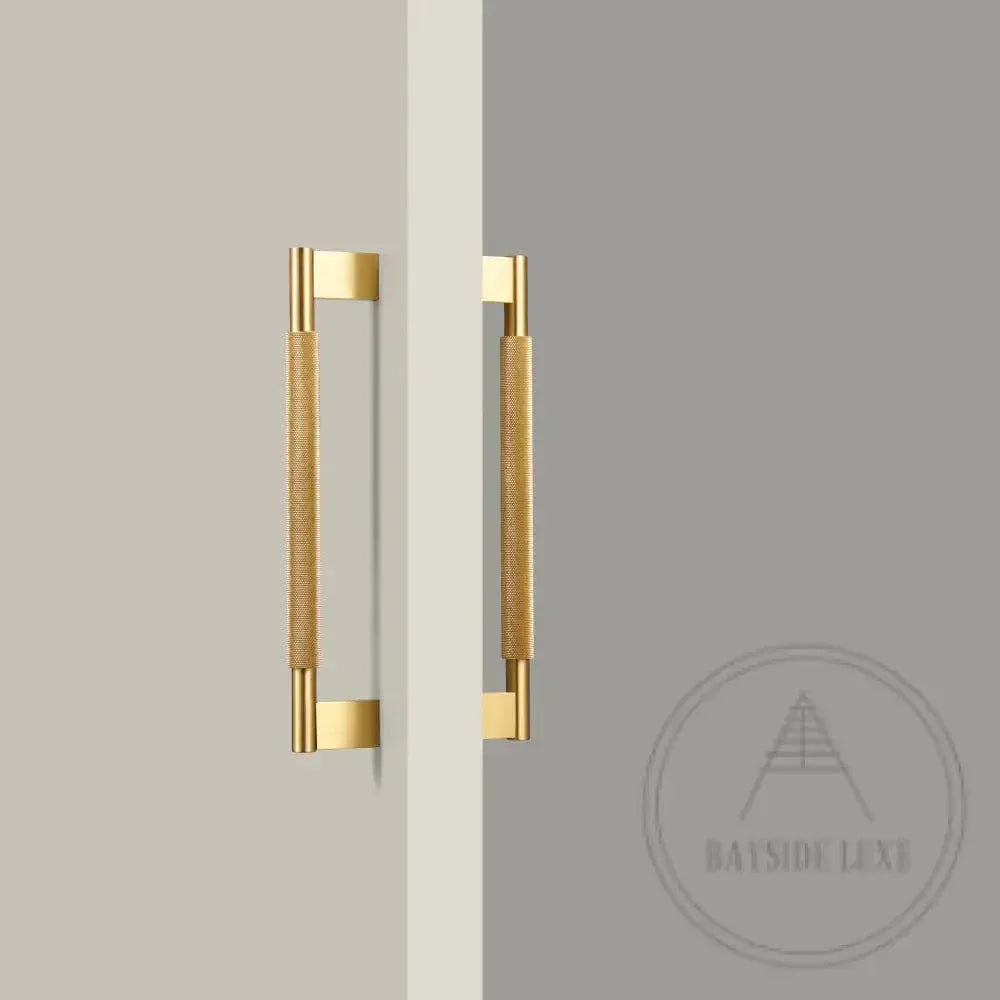 Bayside Luxe - Double Sided Solid Satin Brass Door Pull  - Bronte 300 x 55mm (HS268mm)