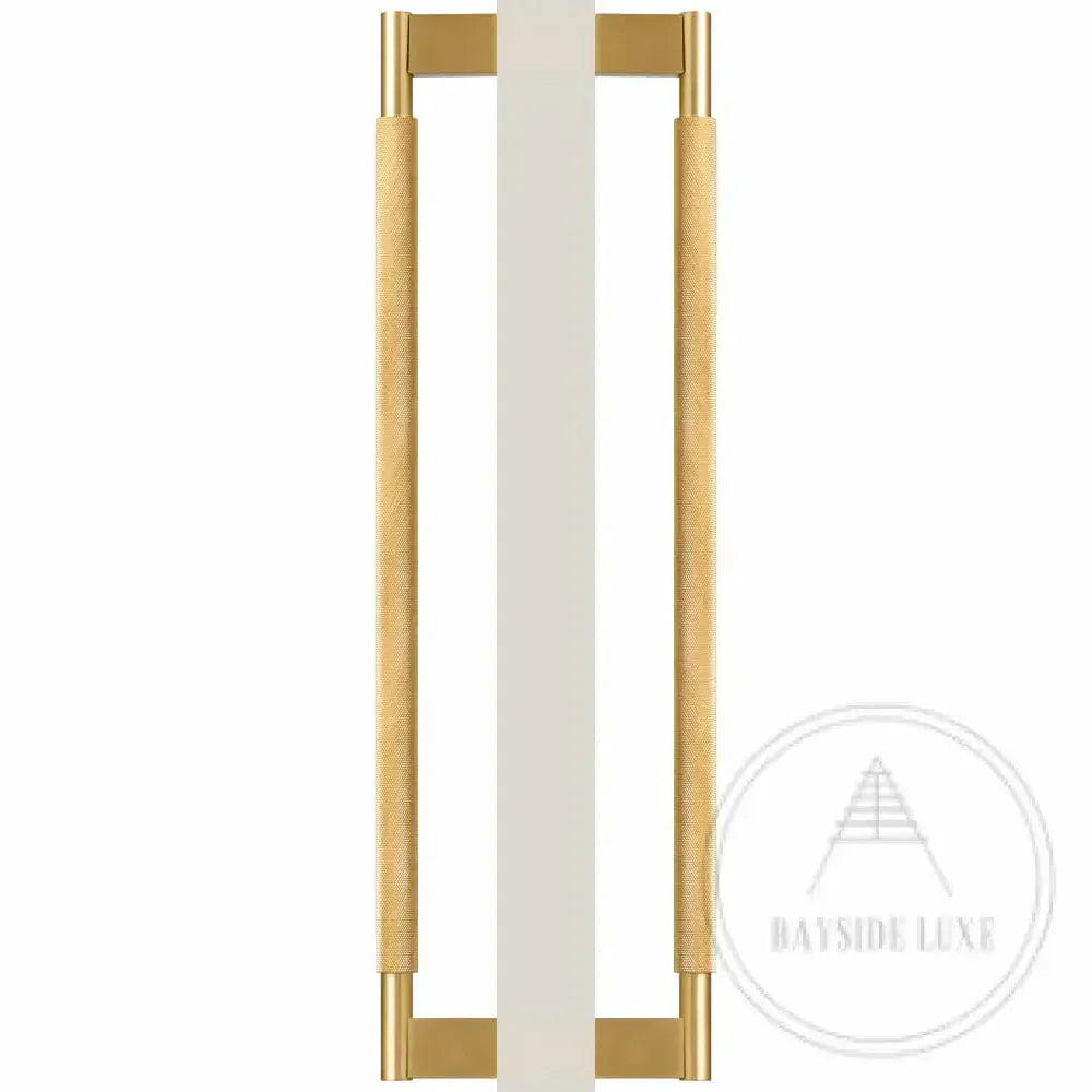Bayside Luxe - Double Sided Solid Satin Brass Door Pull  - Bronte 450 x 55mm (HS418mm)