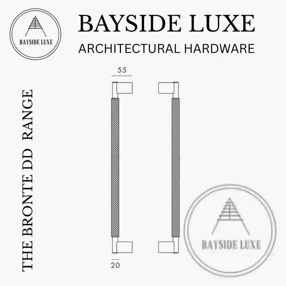 Bayside Luxe - Double Sided Solid Satin Brass Door Pull  - Bronte 600 x 55mm (HS570mm)