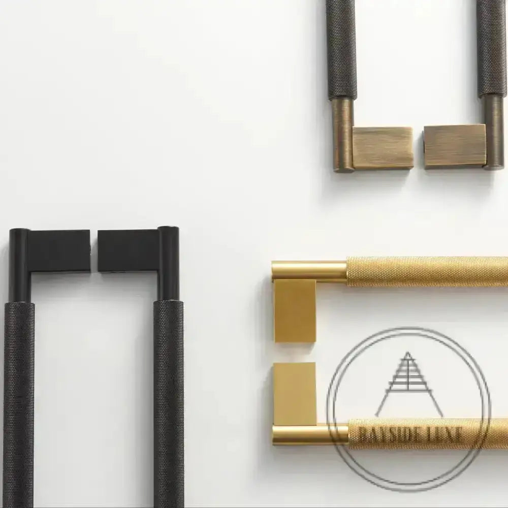 Bayside Luxe - Double Sided Solid Satin Brass Door Pull  - Bronte 600 x 55mm (HS570mm)