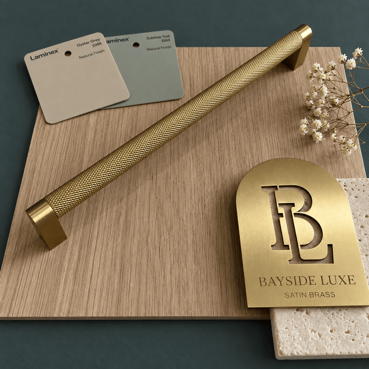 Bayside Luxe Queenscliff Solid Satin Brass Cabinetry Handles