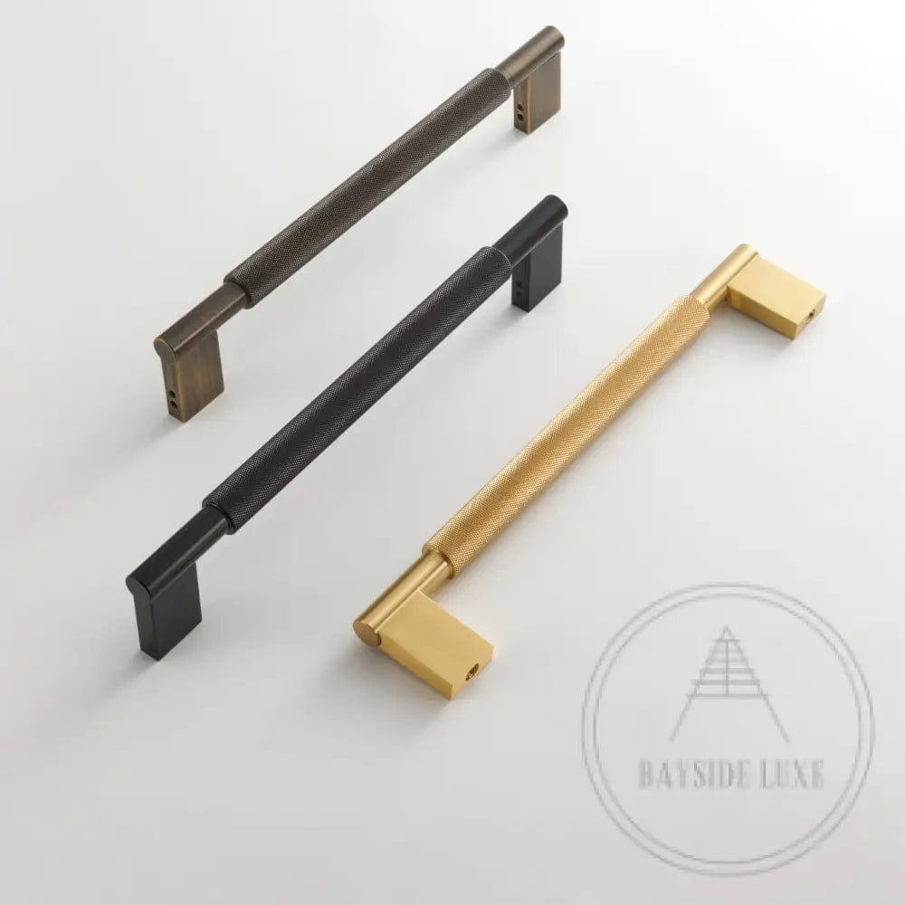 Bayside Luxe - Single Sided Solid Antique Brass Door Pull  - Bronte 300 x 55mm (HS268mm)