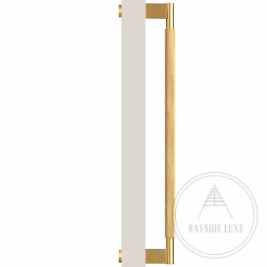 Bayside Luxe - Single Sided Solid Satin Brass Brass Door Pull  - Bronte 450 x 55mm (HS418mm)