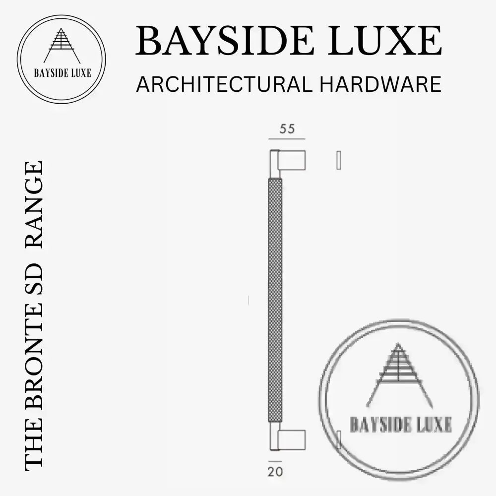 Bayside Luxe - Single Sided Solid Satin Brass Brass Door Pull  - Bronte 600 x 55mm (HS418mm)