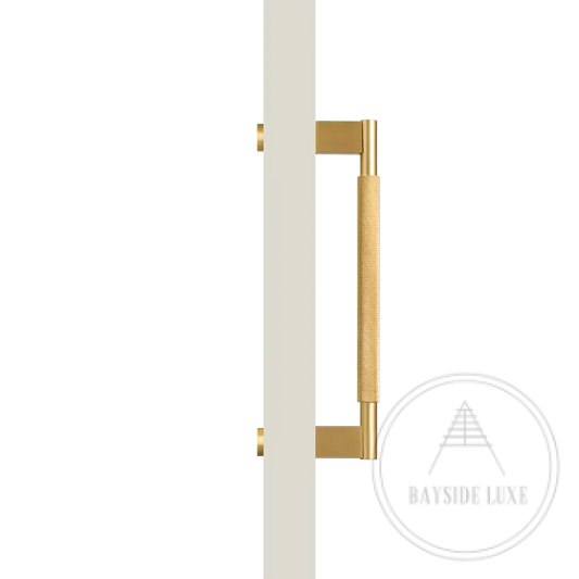 Bayside Luxe - Single Sided Solid Satin Brass Door Pull  - Bronte 300 x 55mm (HS268mm)