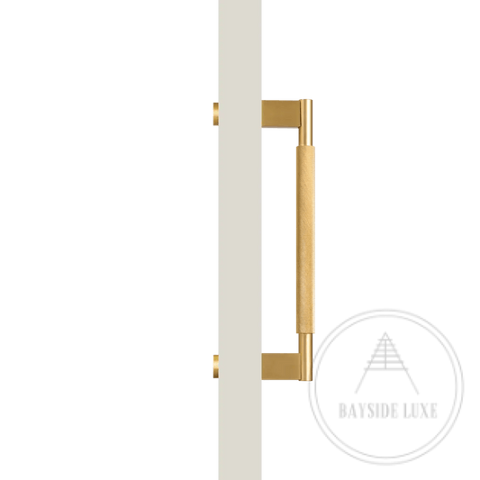 Bayside Luxe - Single Sided Solid Satin Brass Door Pull  - Bronte 300 x 55mm (HS268mm)