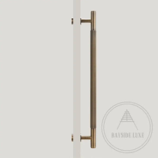 Cabinet Knobs & Handles Bayside Luxe - Sorrento Knurled Antique Brass Single Door Handle