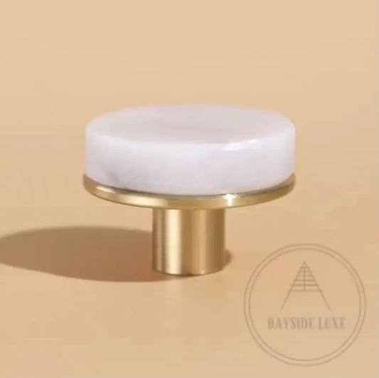 Cabinet Hardware 31 x 22mm / Brass and Marble / Solid Brass and Marble Bayside Luxe - The Luxe Marble Knob