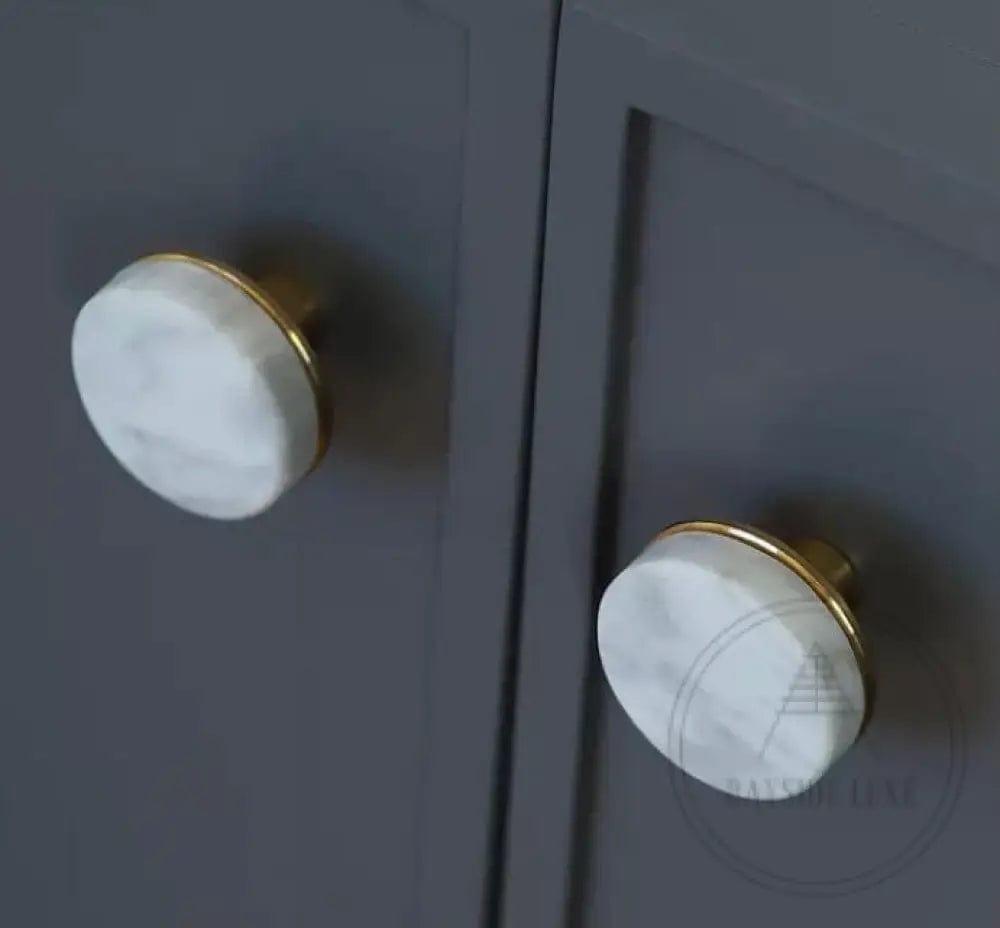 Cabinet Hardware 31 x 22mm / Brass and Marble / Solid Brass and Marble Bayside Luxe - The Luxe Marble Knob