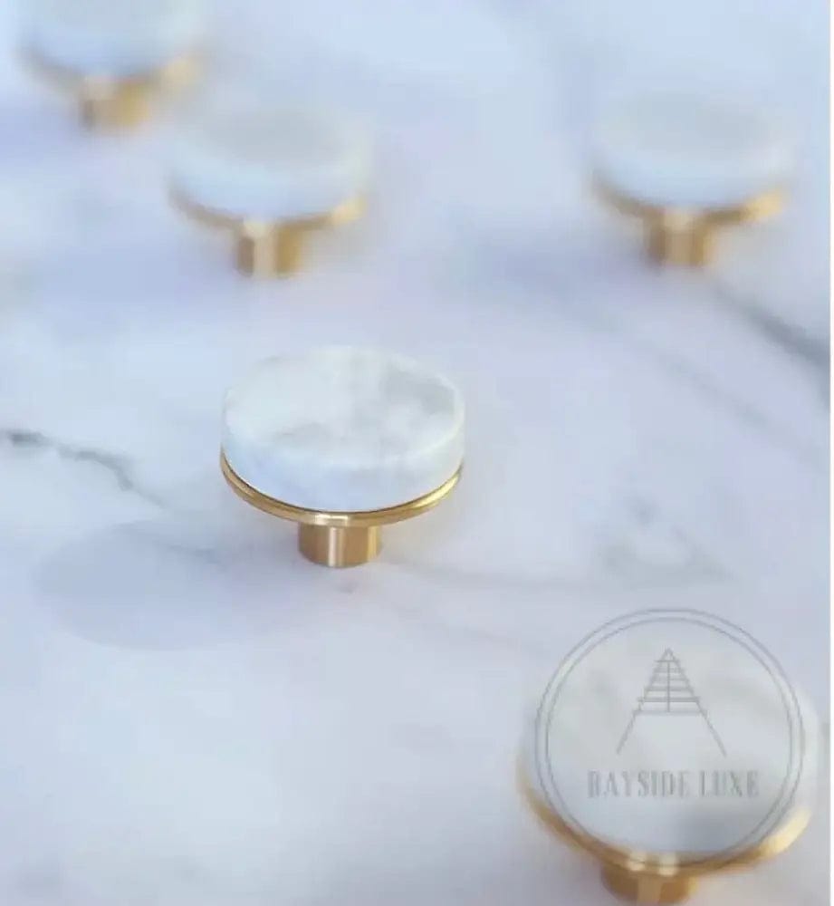 Cabinet Hardware 31 x 22mm / Brass and Marble / Solid Brass and Marble Bayside Luxe - The Luxe Marble Knob