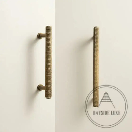 Cabinet Hardware Bayside Luxe - Attadale Antique Brass Cross Knurled Cabinetry Handle