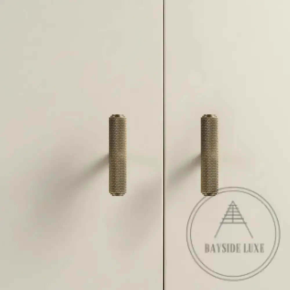 Cabinet Hardware Bayside Luxe - Attadale Antique Brass Cross Knurled Cabinetry Handle