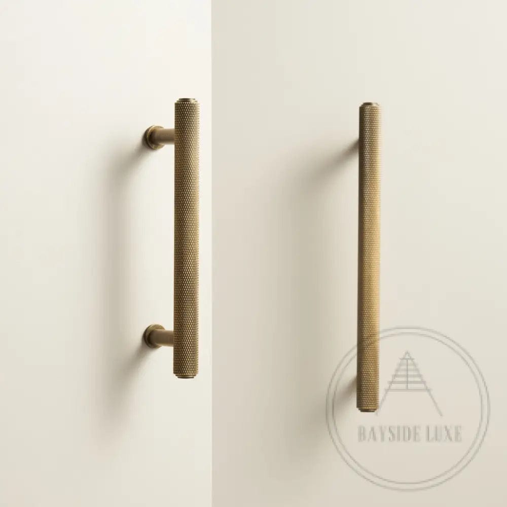 Cabinet Hardware Bayside Luxe - Attadale Antique Brass Cross Knurled Cabinetry Handle