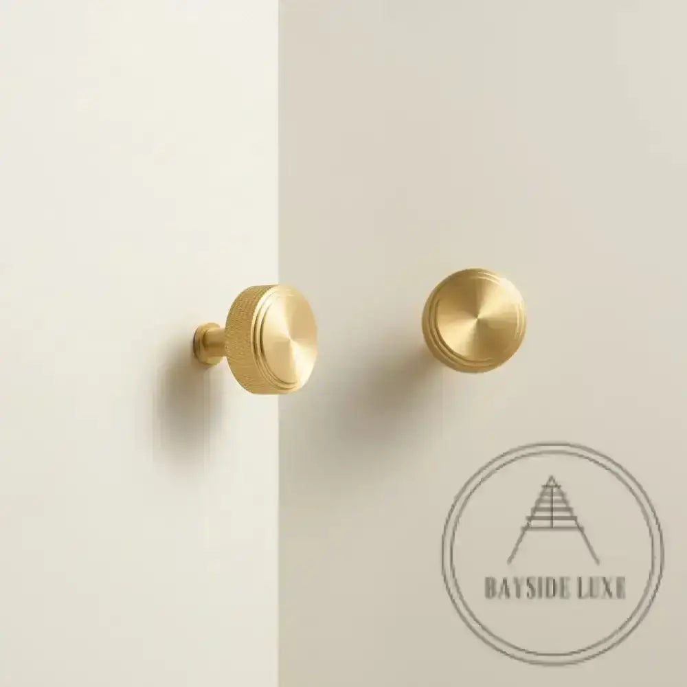 Cabinet Hardware Bayside Luxe - Attadale Satin Brass Cross Knurled Cabinetry Handle