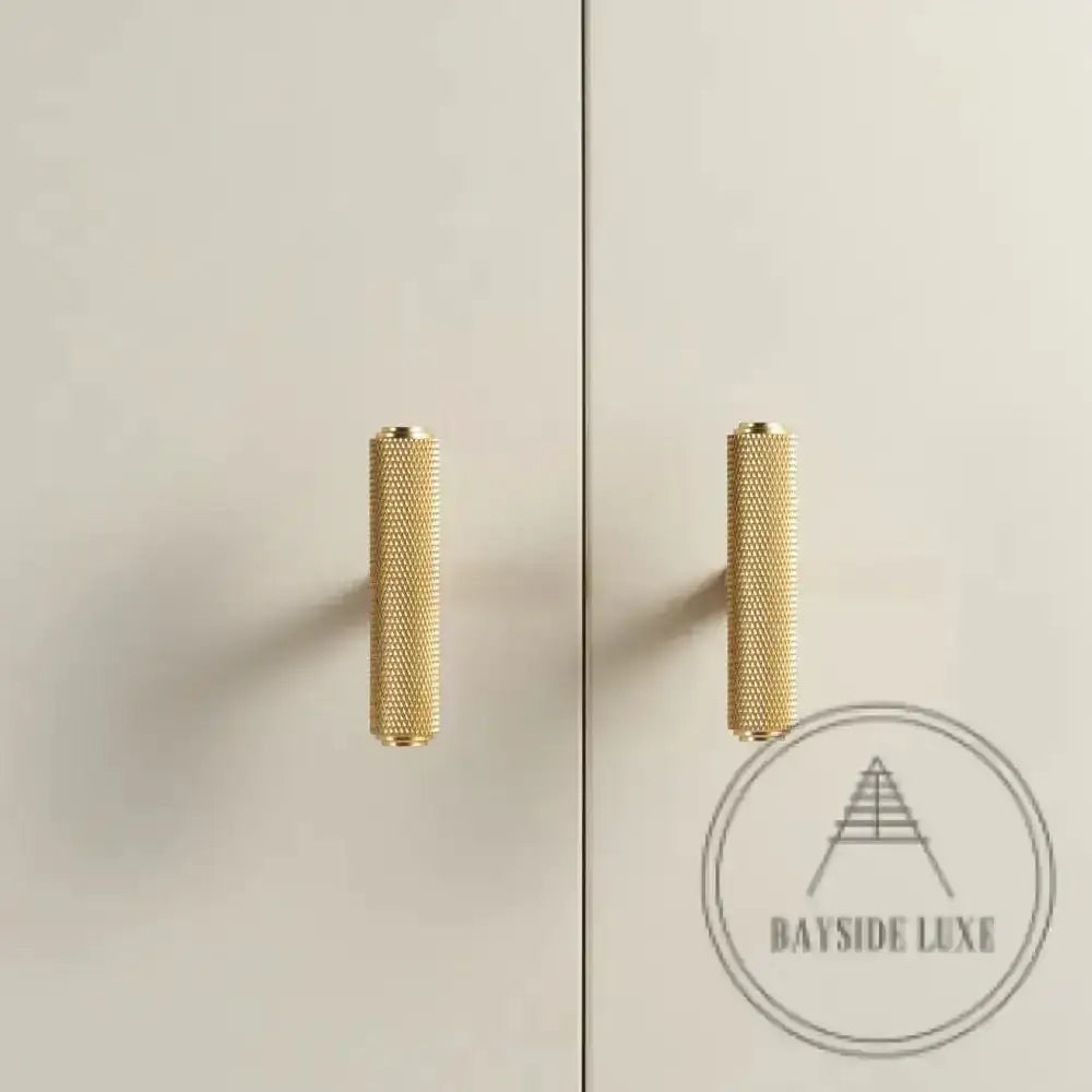 Cabinet Hardware Bayside Luxe - Attadale Satin Brass Cross Knurled Cabinetry Handle