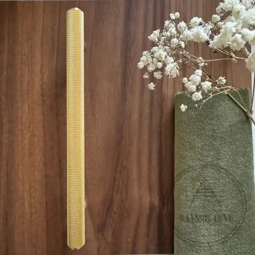 Cabinet Hardware Bayside Luxe - Attadale Satin Brass Cross Knurled Cabinetry Handle