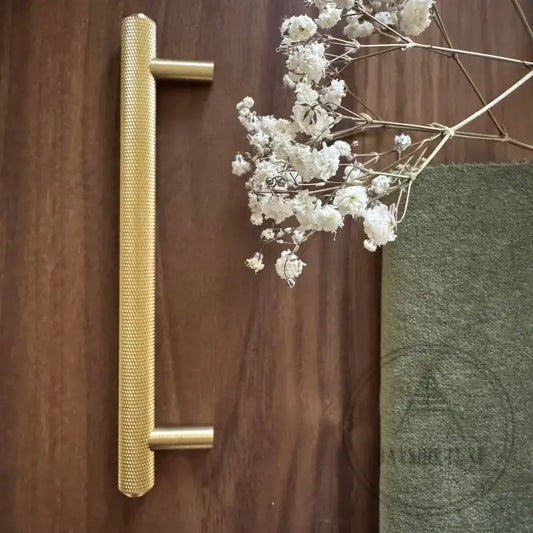 Cabinet Hardware Bayside Luxe - Attadale Satin Brass Cross Knurled Cabinetry Handle