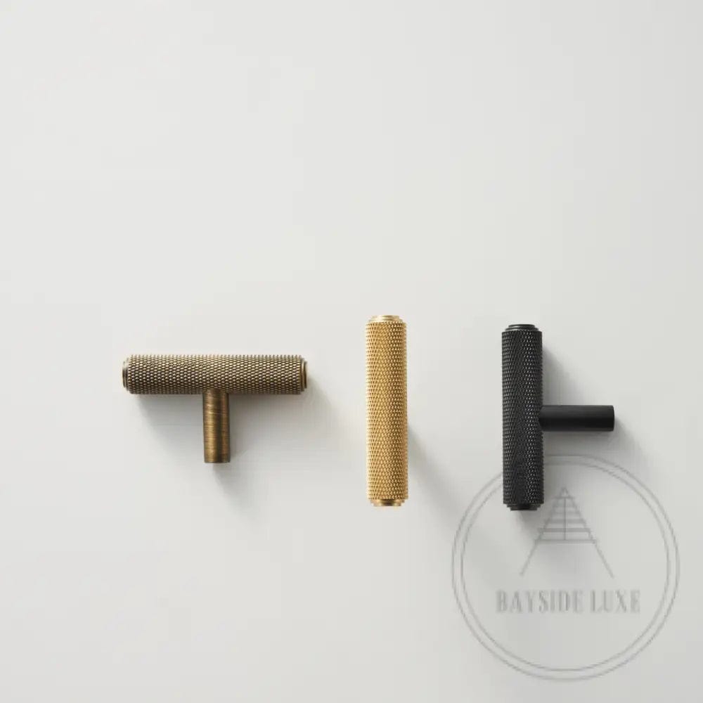 Cabinet Hardware Bayside Luxe - Attadale Satin Brass Cross Knurled Cabinetry Handle