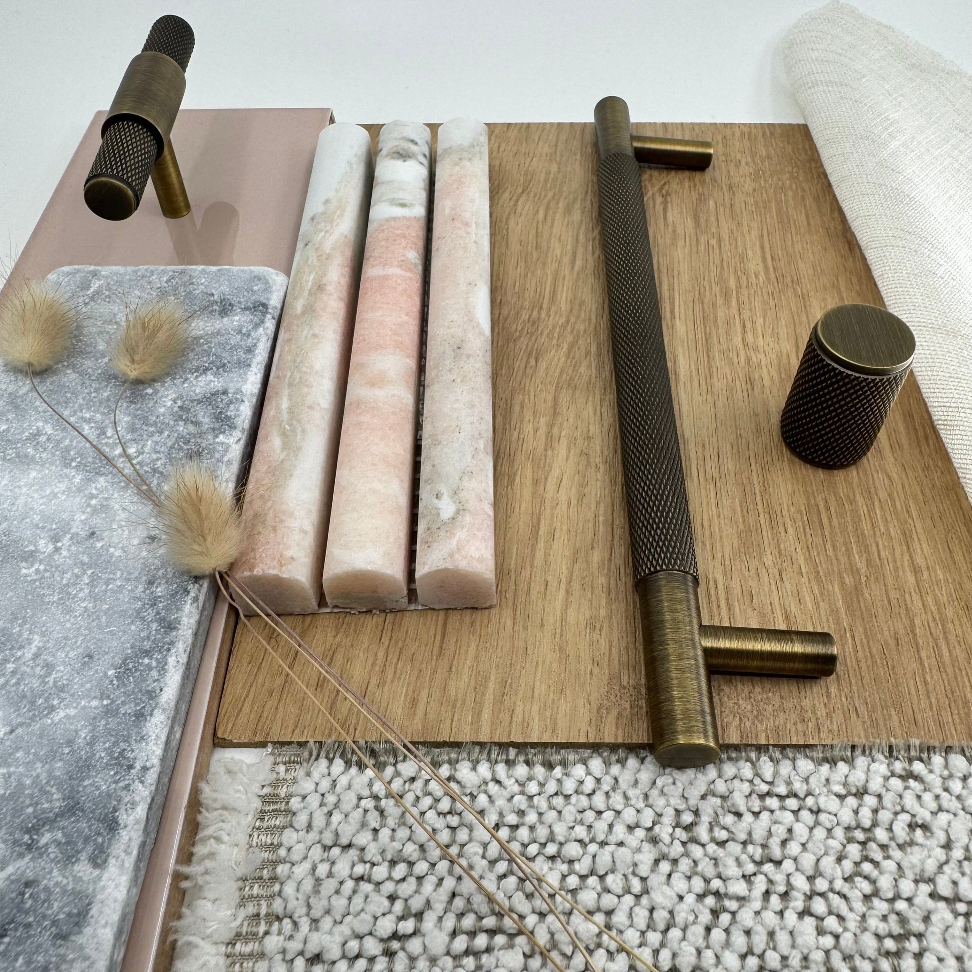 Cabinet Hardware Bayside Luxe - Floreat Antique Brass Cross Knurled Cabinetry Handles