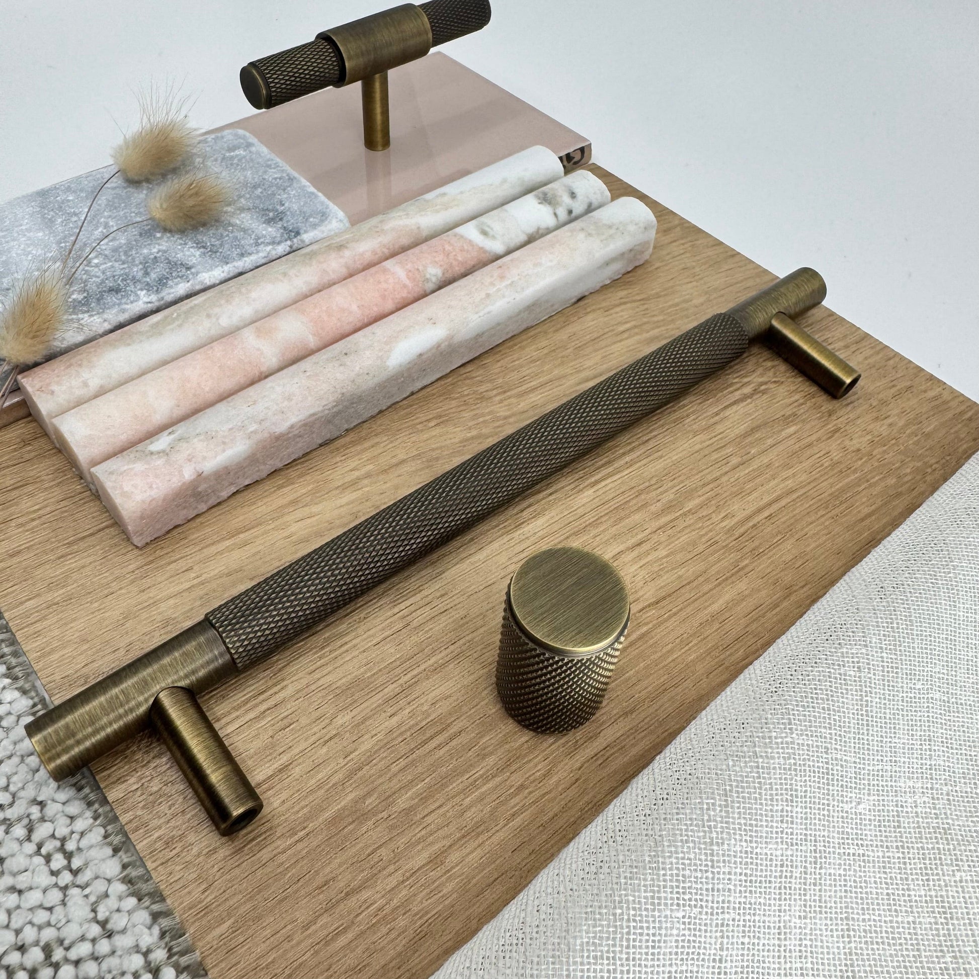 Cabinet Hardware Bayside Luxe - Floreat Antique Brass Cross Knurled Cabinetry Handles