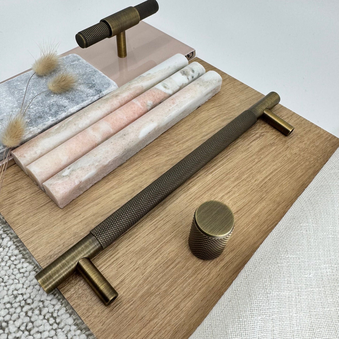 Cabinet Hardware Bayside Luxe - Floreat Antique Brass Cross Knurled Cabinetry Handles