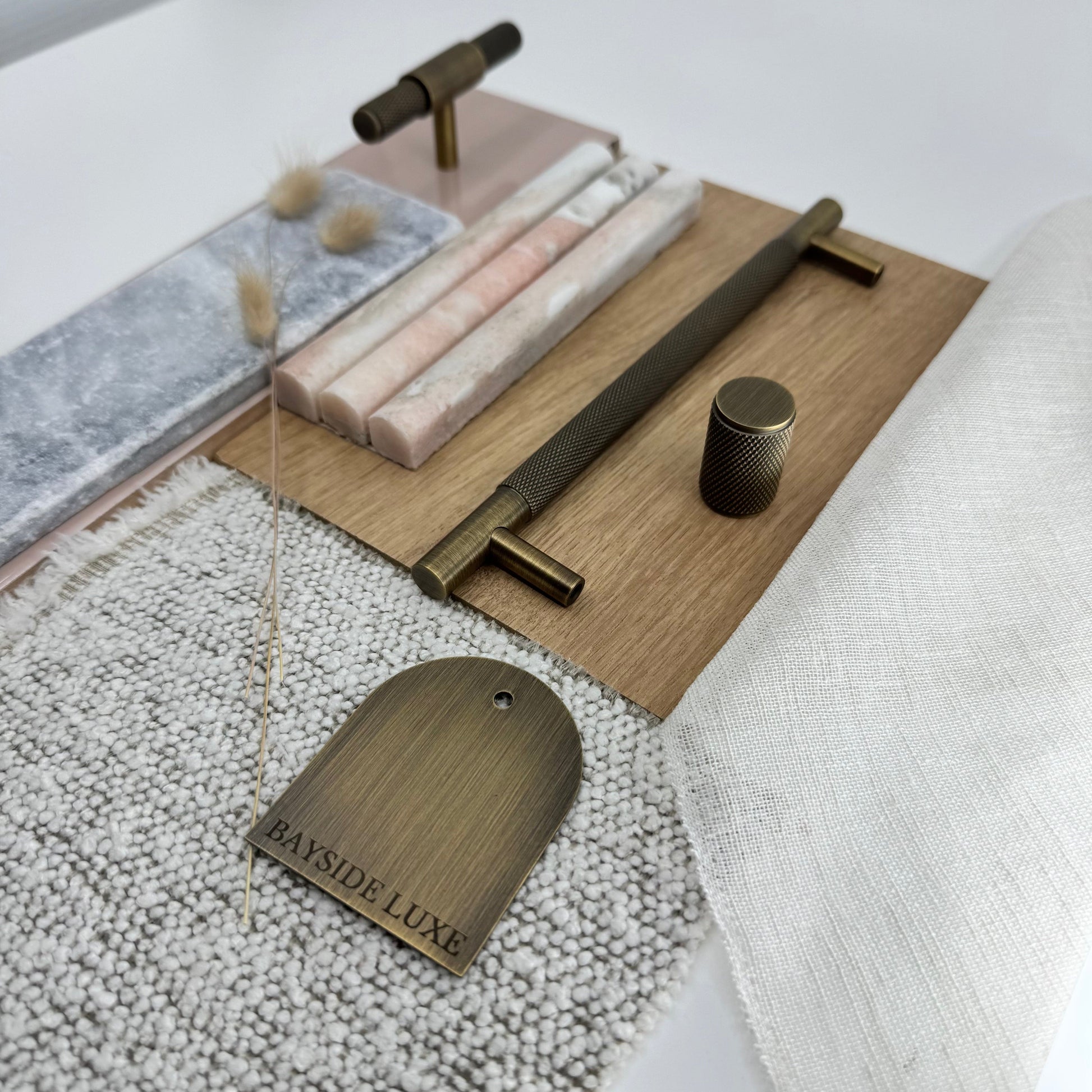 Cabinet Hardware Bayside Luxe - Floreat Antique Brass Cross Knurled Cabinetry Handles