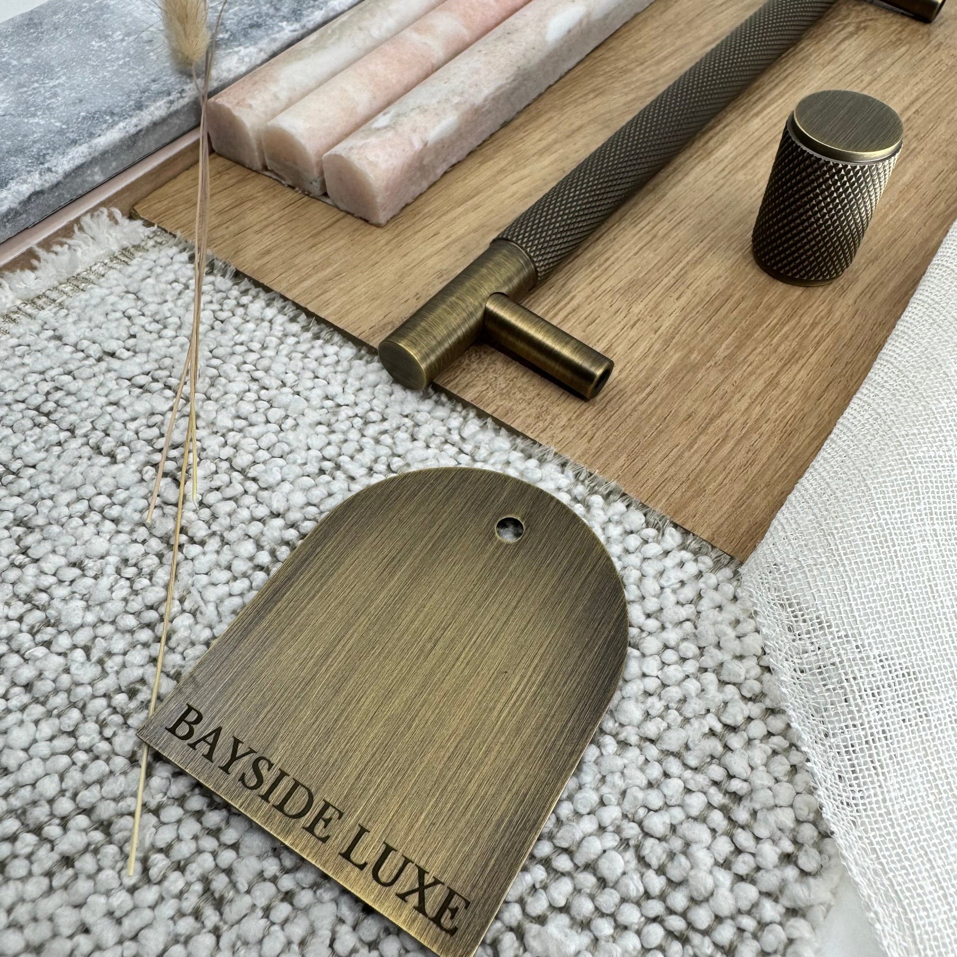 Cabinet Hardware Bayside Luxe - Floreat Antique Brass Cross Knurled Cabinetry Handles