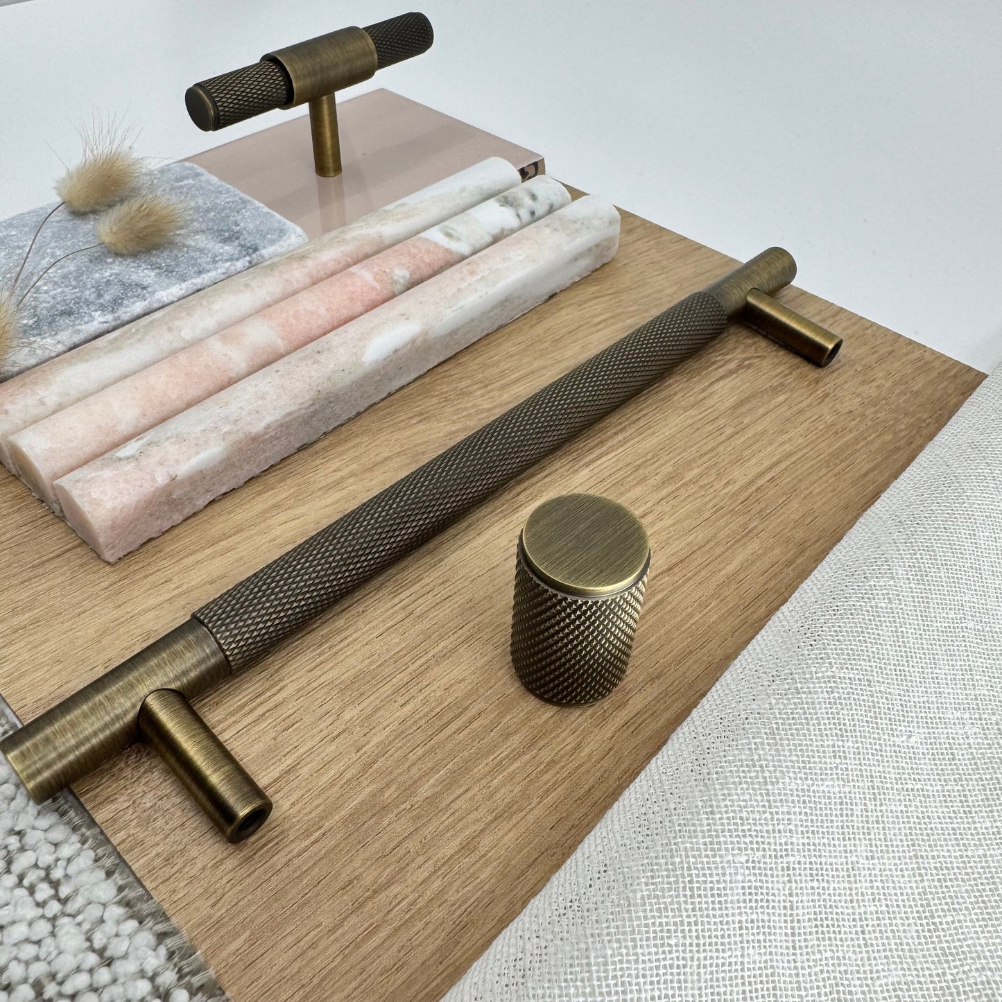 Cabinet Hardware Bayside Luxe - Floreat Antique Brass Cross Knurled Cabinetry Handles