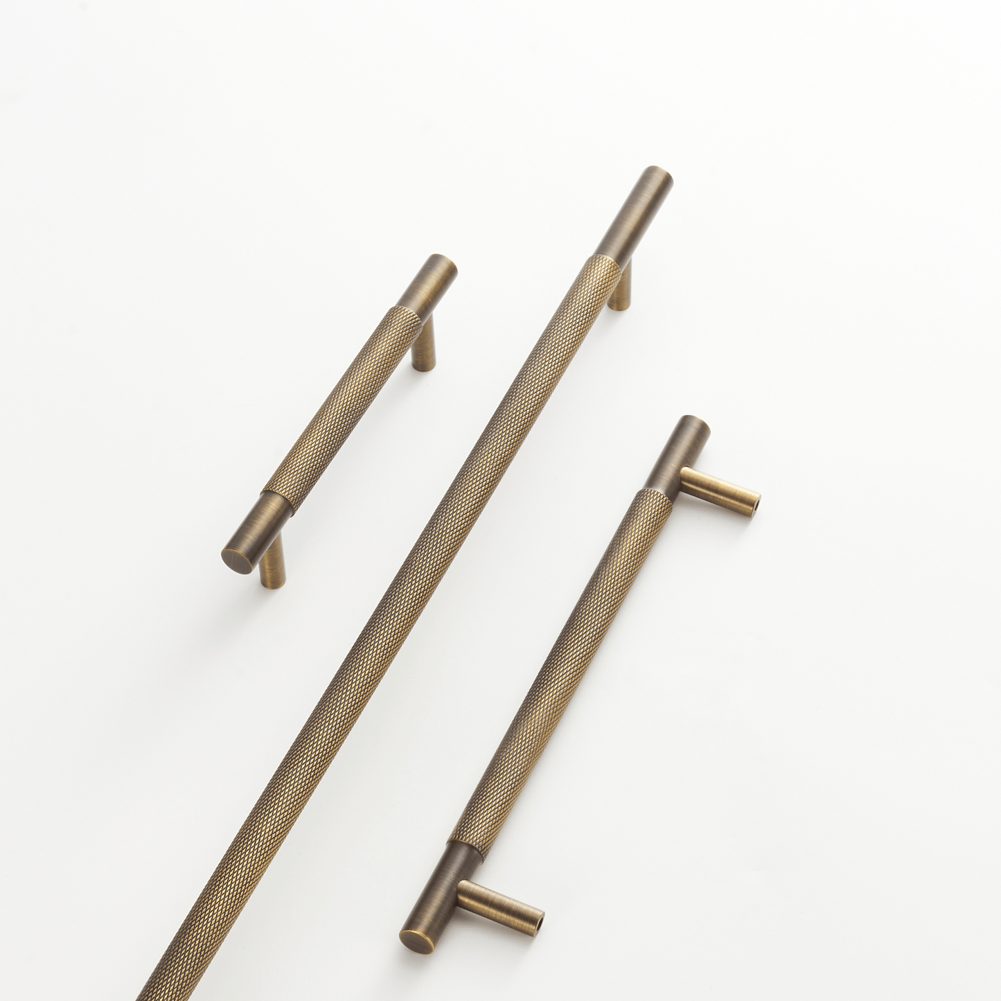 Cabinet Hardware Bayside Luxe - Floreat Antique Brass Cross Knurled Cabinetry Handles