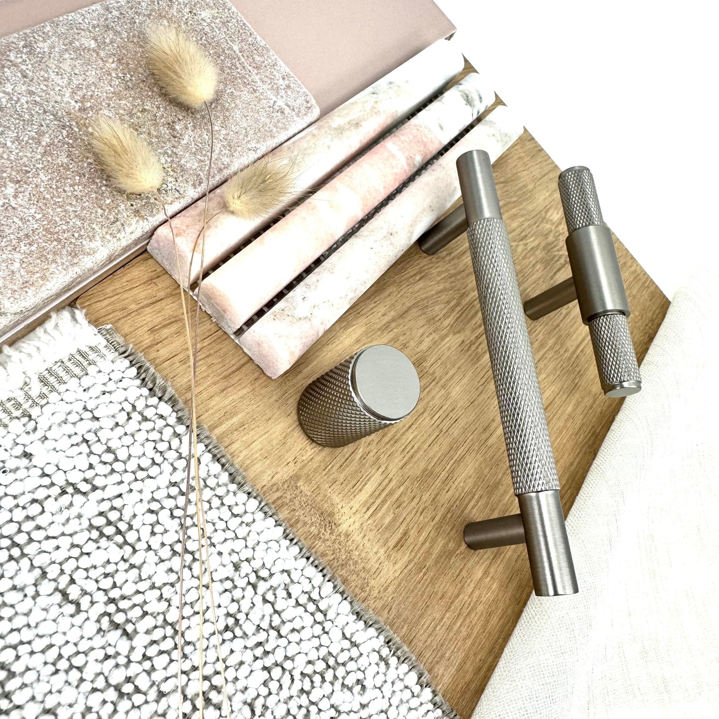 Cabinet Hardware Bayside Luxe - Floreat Nickel Cross Knurled Cabinetry Handles