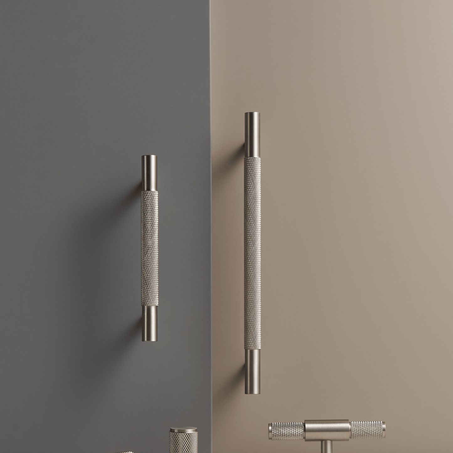 Cabinet Hardware Bayside Luxe - Floreat Nickel Cross Knurled Cabinetry Handles