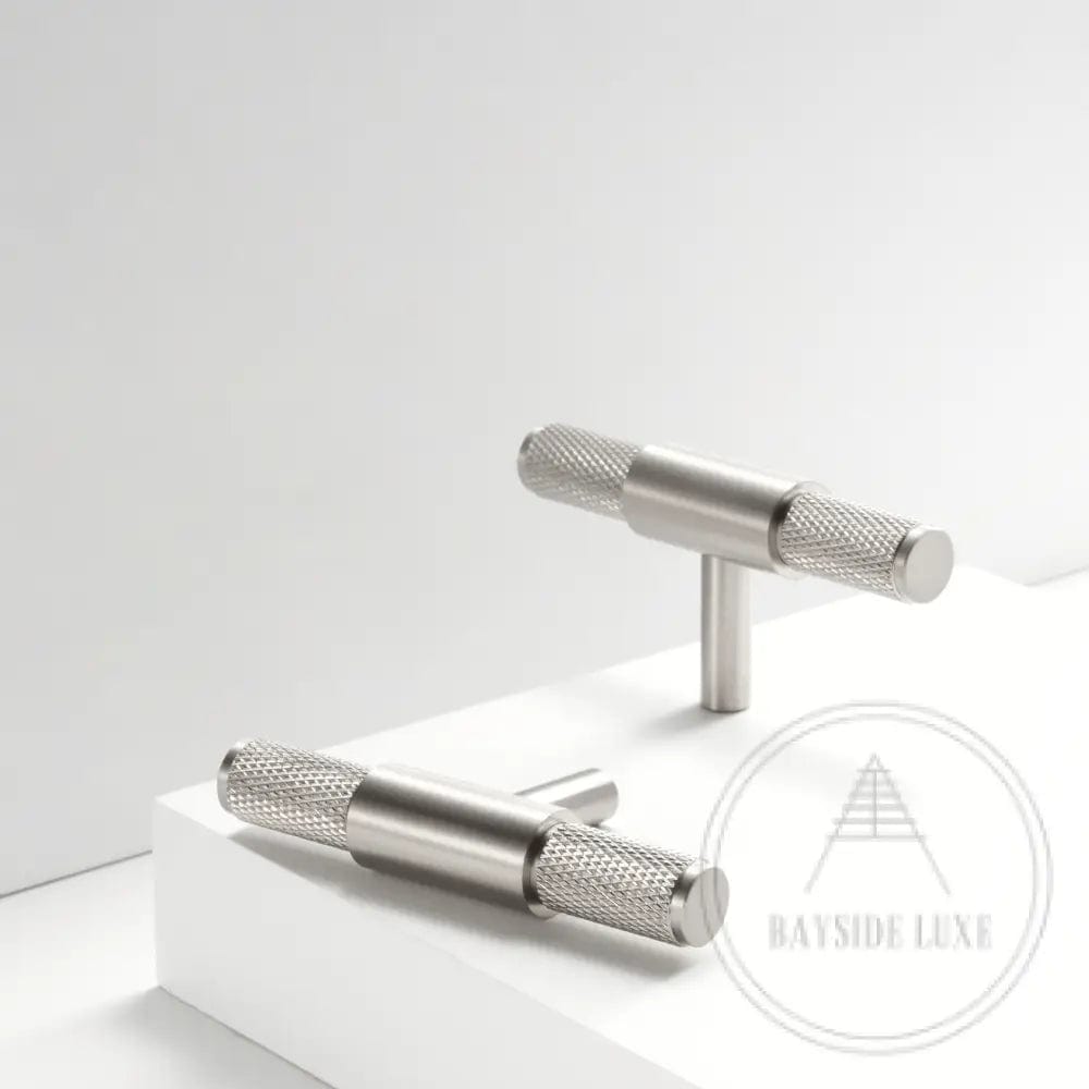 Cabinet Hardware Bayside Luxe - Floreat Nickel Cross Knurled Cabinetry Handles