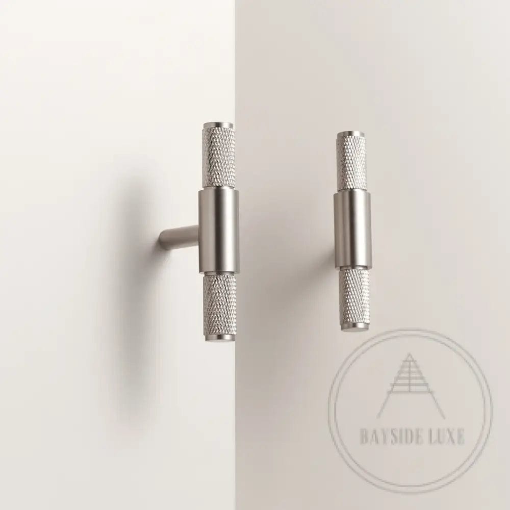 Cabinet Hardware Bayside Luxe - Floreat Nickel Cross Knurled Cabinetry Handles