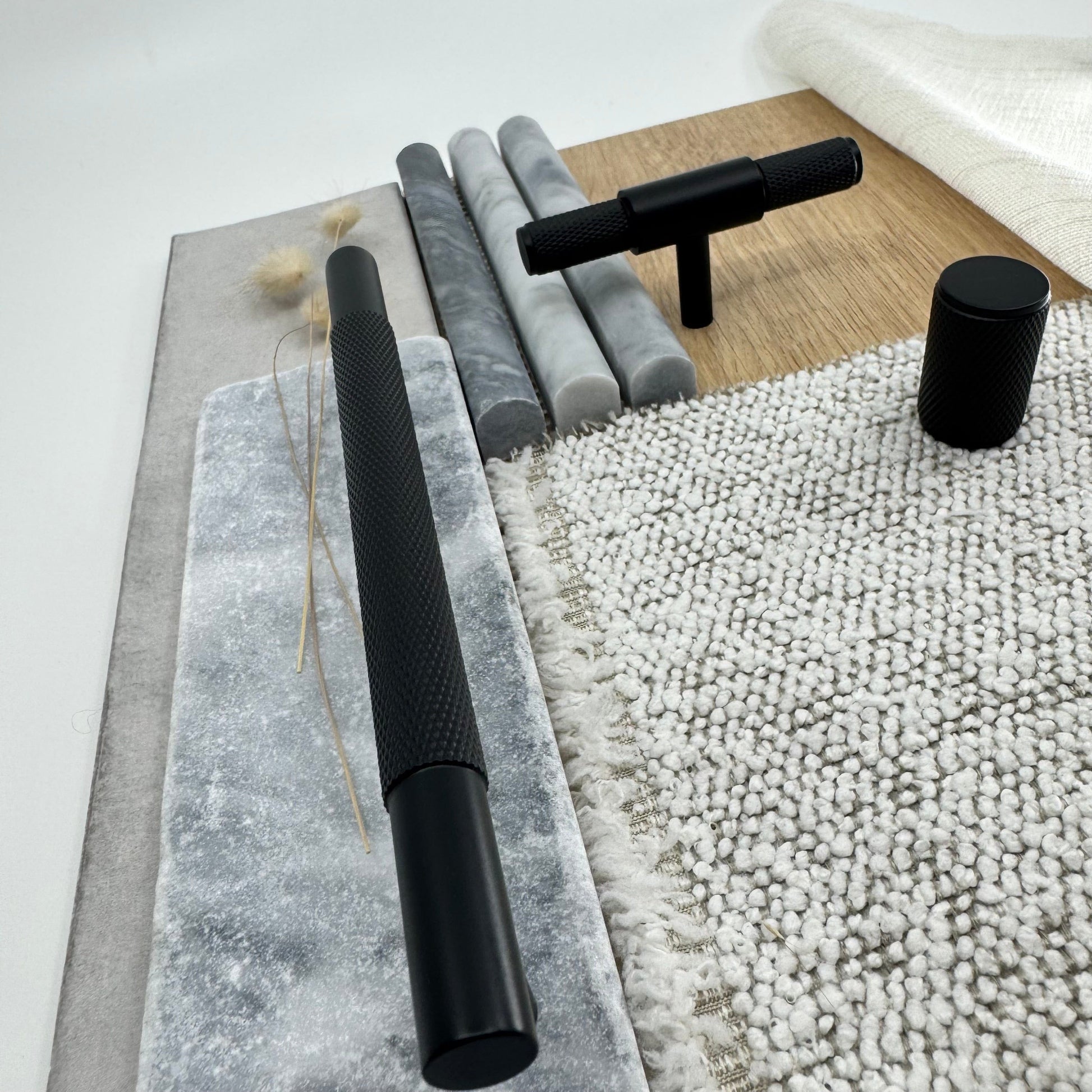 Cabinet Hardware Bayside Luxe - Floreat Solid Black Brass Cross Knurled Cabinetry Handles