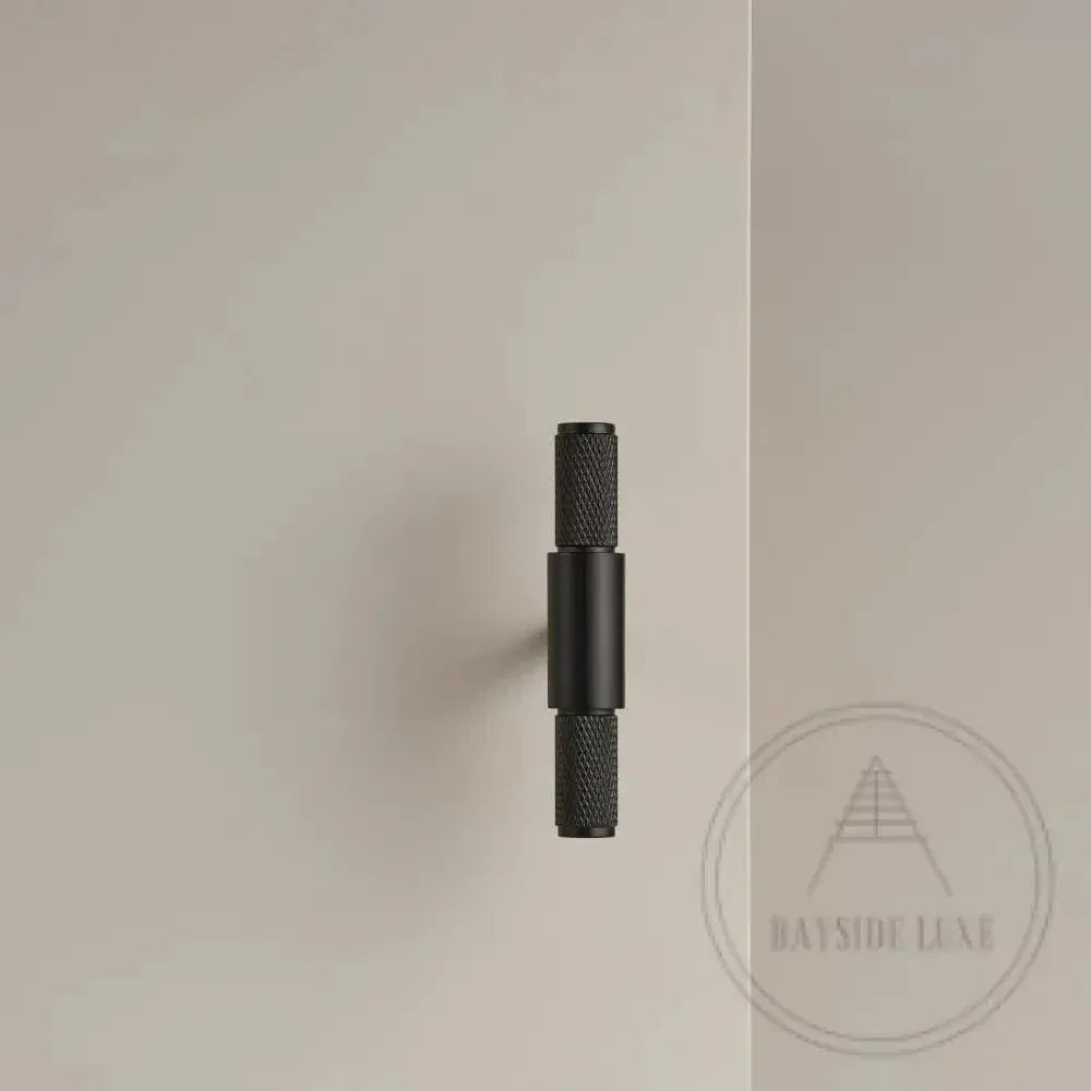 Cabinet Hardware Bayside Luxe - Floreat Solid Black Brass Cross Knurled Cabinetry Handles