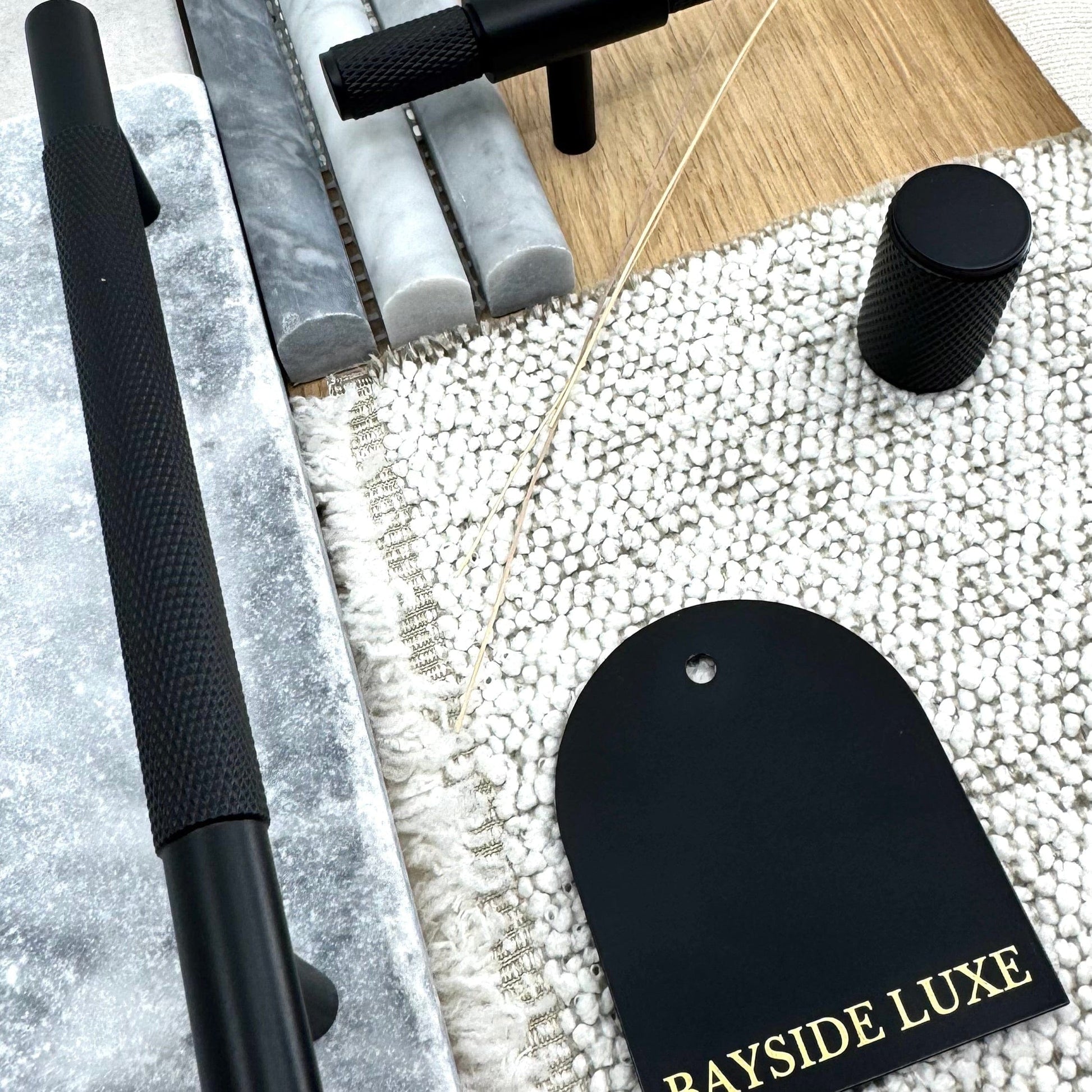 Cabinet Hardware Bayside Luxe - Floreat Solid Black Brass Cross Knurled Cabinetry Handles