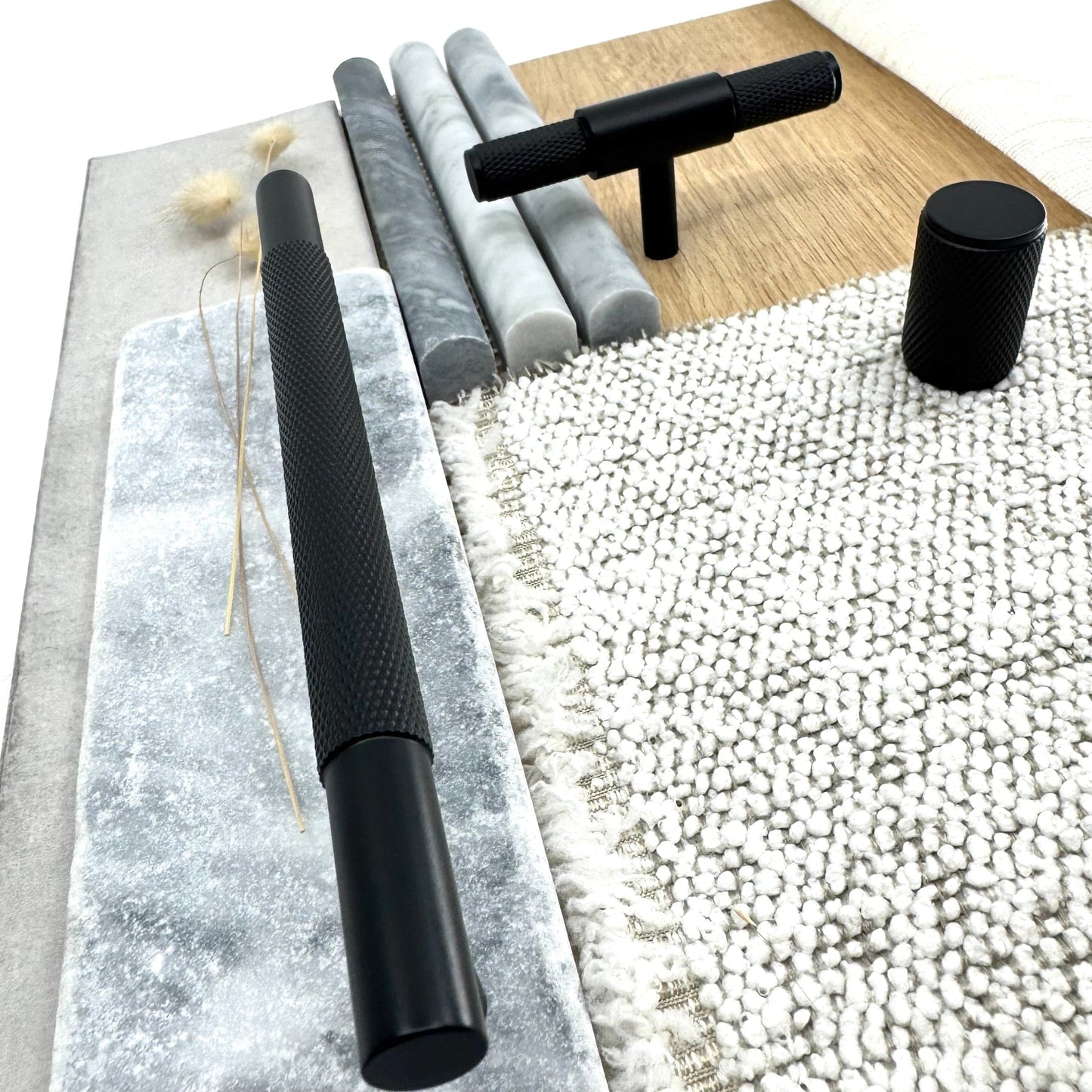 Cabinet Hardware Bayside Luxe - Floreat Solid Black Brass Cross Knurled Cabinetry Handles