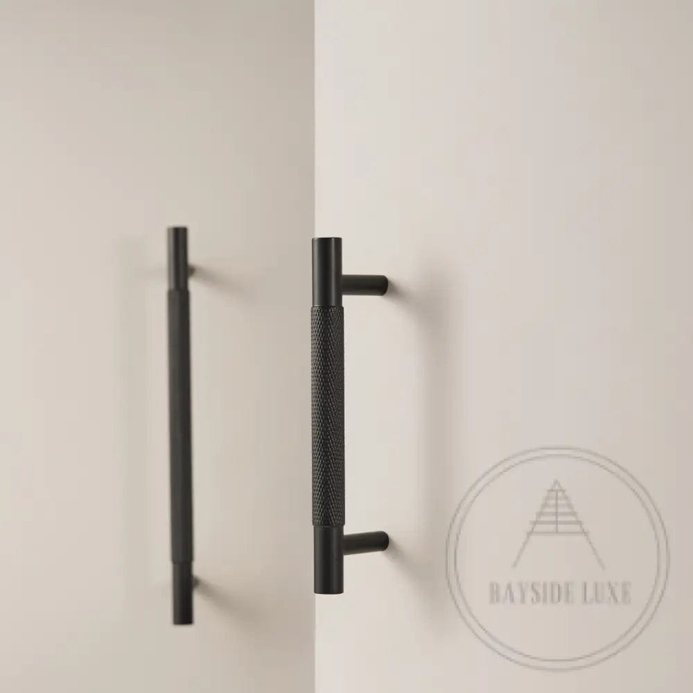 Cabinet Hardware Bayside Luxe - Floreat Solid Black Brass Cross Knurled Cabinetry Handles